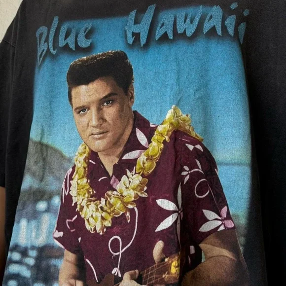 Vintage 1990s Elvis Presley Band Graphics Black Single Stitched Tee Shirt - Picture 3 of 6